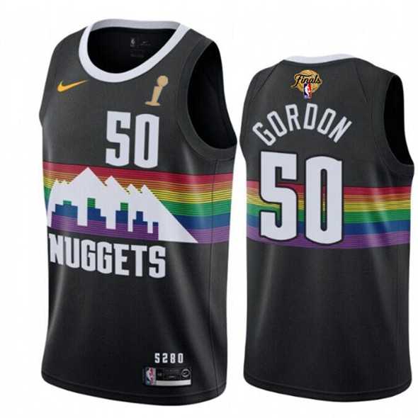 Men%27s Denver Nuggets #50 Aaron Gordon Black 2023 Finals Champions City Edition Stitched Basketball Jersey->denver nuggets->NBA Jersey
